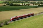 BR 648 von oben kurz nach Birkenfeld am 10. Juli 2012. Bild wurde von einer ca. 30 Meter hohen Drehleiter aufgenommen.
