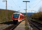 Am 28.03.2014 fährt 648 201 in Rudersdorf ein