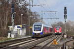 RB31 trifft RB33 in Rheinhausen Ost. Standort war am Bahnsteig Ende Gleis 2 in Richtung Duisburg.

Rheinhausen 04.02.2023