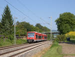 650 012 und 650 003 mit RB 22983 Bad Urach-Pfäffingen beim Bahnposten 31 in Metzingen am 28.8.2017.