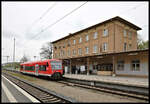 Am 1.Mai 2023 stand VT 650323-8 um 13.35 Uhr am Hausbahnsteig im Bahnhof Mindelheim. Das Fahrzeug stand für einen Einsatz nach Günzburg bereit.