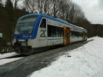 650 057, fotografiert am 05.Februar 2022 im Bahnhof Holzhau