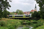 Ein 650 der Agilis überquert als RB34 (Bayreuth Hbf - Weiden(Oberpfalz)) die Heidenaab bei Pressath. (25.07.2023)