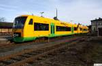 Stadler Regio-Shuttle RS1 VT 36 + VT 33 der Oberpfalzbahn als RB 59923 Schwandorf -Furth, KBS 875 Schwandorf - Furth, fotografiert bei der Ankunft im Bhf. Furth im Wald am 16.01.2011