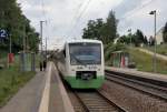 STB-Regioshuttle 119 nach Plauen hlt am 19.6.12 in Feilitzsch.