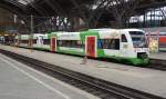 Der VT 317 der Elster Saale Bahn, am 28.05.2014 abfahrbereit im Hbf Leipzig.