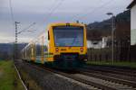 VT 650.82 der Ostdeutschen Eisenbahn am 15.12.14 in Richtung Fulda in Ludwigsau-Friedlos unterwegs.