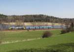 Ein 650er der ODEG überführte am 14.04.15 zwei Triebwagen der České dráhy nach Neumark/Sachs. Es waren 840 011 und 840 003 hier kurz hinten Oelsnitz an der Talsperre Pirk zu sehen.