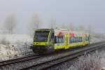 VT650.735 Agilis bei Marktleuthen im Nebel am 25.02.2016.