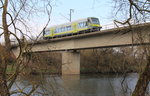 VT650.729 Agilis auf der Main Brücke bei Lichtenfels am 31.03.2016.