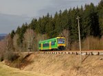 Der VT 18 als WBA 2 am 27.03.2016 unterwegs bei Böhmhof.