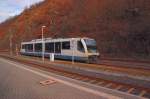 Eingestpselt, steht dieser Triebwagen der Rurtalbahn im Bahnhof Heimbach am 16. Januar 2011. Es ist der VT 6.007 der hier auf Arbeit wartet.