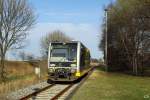 672 905 in Krauschwitz (bei Teuchern). Ab dem Fahrplanwechsel wird hier kein Zug mehr fahren. (aufgenommen am 26.3.2010)