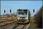 672 911 der Burgenlandbahn erreicht am 22.03.2015 als RB 34921 den Endbahnhof Querfurt.