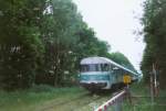 Im Sommer 1999 war dieser Triebwagen auf der KBS 412 zwischen Ahaus und Epe als Regionalbahn unterwegs.