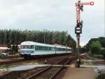 624 504-7/924 501-0/624 501-3 mit E 7314 Wilhelmshaven-Osnabrck auf Bahnhof Quakenbrck am 29-8-1994.