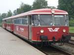 TW 168 der EVB steht mit Bei- und Steuerwagen als Moorexpress im Bahnhof Bremervrde.