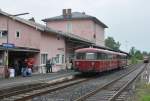 Schienenbus des DDM als Planleistungen zwischen Mnchberg und Helmbrechts zum 125 jhrigen Streckenjubilum am 03.06.2012 in Mnchberg