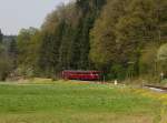 Der VT 98 der PEF als Sonderzug nach Freyung am 01.05.2013 unterwegs bei Rhrnbach.
