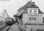 Blick nach Westen auf den Bahnhof Burgebrach am 21.5.95.