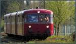 Auf einer Sonderfahrt unterwegs,dieser vierteilige Schienenbus beim kurzen Aufenthalt in Ratingen Lintorf am 29.März 2014.