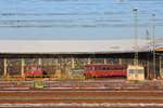 796 683-1 und 996 755-5 vor dem Lokschuppen im ehemaligen BW Lichtenfels am 27.01.2017.