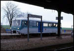 Ferkeltaxe 771010 ist aus Schönebeck im Bahnhof Blumenberg angekommen. Es ist der 24.1.1999 um 14.45 Uhr!