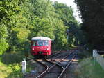 172 601-7 & 172 001-0  Ferkeltaxe  der Hafenbahn Neustrelitz fuhren am 14. August 2021 auf der RB 35 des VBB als Pendel im Rahmen der NEB-Veranstaltung  Zeitsprung  zwischen Fürstenwalde (Spree) und Bad Saarow, hier bei der Einfahrt Bad Saarow aus Bad Saarow Klinikum. 

Bad Saarow, der 14.08.2021