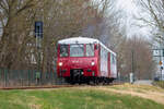 Der Dieseltriebzug der BR 172 ist in Lauterbach Mole nach Bergen auf Rügen pünktlich abgefahren. - 18.03.2023
