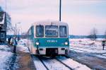 Winter 2002: 772 353-9 auf der Fahrt von Neuruppin nach Lwenberg (Mark) im Bahnhof Herzberg (Mark). Hinweis: eingescanntes Dia