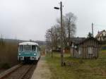 Am 20.04.13 fuhr zum ersten mal die Ferkeltaxe auf der, nicht mehr im Regelbetrieb befindlichen Strecke Adorf- Muldenberg. Es fuhren 772 312-5 und 772 367-9 Hier in Gunzen.