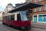 187 015-3 der Harzer Schmalspurbahn auf dem Bahnhofsvorplatz an der Haltestelle für die Straßenbahn Nordhausen 20.12.2015