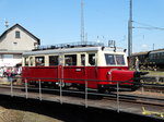 Bahnwelt Darmstadt Kranichstein Schweineschnäutzen T141 (Triebwagen- und Waggonfabrik Wismar 20203, Typ Hann. B) am 07.05.16 auf der Drehscheibe