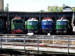 BR 244 108-7, E18 19, E18 047 und E18 31 vor dem Ringlokschuppen beim BW-Fest in Halle (Saale) am 15.07.07.