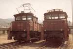160 003-0 und 160 012-1 im Mai 1980 im Bahnhof Heidelberg  Aufgenommen von meinem Vater der auf diesen Maschinen oft im Dienst war