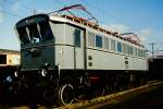 E 75 09 auf der Fahrzeugschau  150 Jahre deutsche Eisenbahn  vom 3. - 13. Oktober 1985 in Bochum-Dahlhausen.
