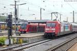 101 122 und 440 040 warteten am 3.5.16 in Würzburg Hbf auf Gleis 6 und 7 auf das Ausfahrsignal.