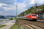 Bei Kaub konnte ich am 27. April 2017 den über die rechte Rheinstrecke umgeleiteten IC 2013 von Magdeburg nach Oberstdorf aufnehmen. Zuglok war 101 078.