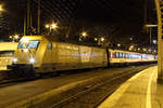 101 071  Zeit für Gold  am EC6 nach HH-Altona in Köln Hbf am 22.02.2018