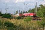 Begegnung in Elsterwerda am 25.06.2007, 101 126-1 mit EC 179 nach Dresden und 143 654-2 mit RB 31 nach Elsterwerda-Biehla.