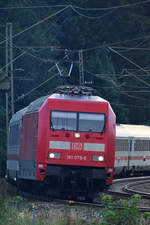 101 075-0 zieht einen IC in Richtung Salzburg. (bei Fuchsreut, August 2020)