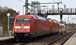 DB Fernverkehr AG [D]  mit einem Lokzug  mit  101 090-9   [NVR-Nummer: 91 80 6101 090-9 D-DB] mit  101 120-4  [NVR-Nummer: 91 80 6101 120-4 D-DB] am Haken am 08.04.24 Durchfahrt Bahnhof Roßlau (Elbe).