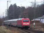 101 099-0 schob am 04.01.08 einen InterCity von Karslruhe Hbf nach Nrnberg Hbf.