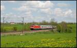 101 104 ist unterwegs nach Karlsruhe Hbf. Aufgenommen am 03.Mai 208 bei Aalen-Hofen.