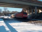 101 067-7 bei Fulda mit einem ICE-Ersatzzug nach Leipzig am 14.02.09