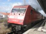 Hier 101 056-0 mit IC1956 von Stralsund Hbf. nach Karlsruhe Hbf., dieser Zug stand am 20.9.2009 in Angermnde.