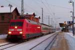 101 022-2 mit dem EC 340  Wawel  (Krakow Glowny -> Hamburg-Altona) hier im Bahnhof von Lbbenau/Spreewald. 05.01.2010