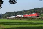 Die 101 062-8 zieht am 28.09.2013 den PbZ 2461 Stuttgart-Mnchen und konnte dabei bei Ebersbach (Fils) fotografiert werden. Dahinter fuhren noch die 113 309-9 und 120 123-5 kalt mit.