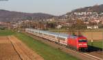 101 033-9 mit dem EC 391 (Frankfurt(Main)Hbf-Linz Hbf) bei Heddesheim 20.3.14