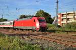 Weil die Strecke zwischen Düren und Aachen noch immer gesperrt ist, endet der IC 2223 in Rheydt Hbf und so fährt der Zug über Grevenbroich ins Depot nach Köln.